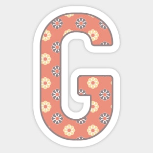 MONOGRAM LETTER G PINK FLORAL TYPOGRAPHY DESIGN Sticker